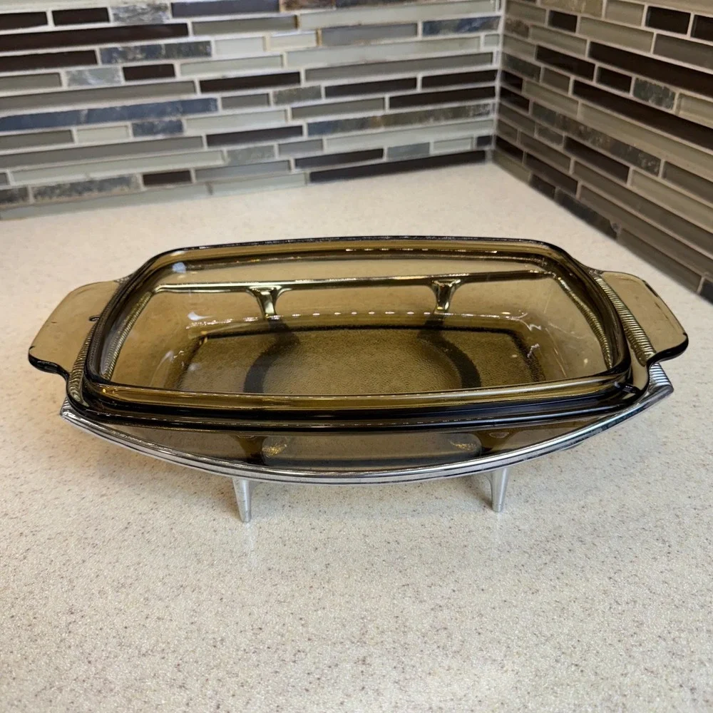 VTG West Bend Slow‎ Cooker Glass Replacement Lid 4/5/6Qt & Corning Metal Trivet